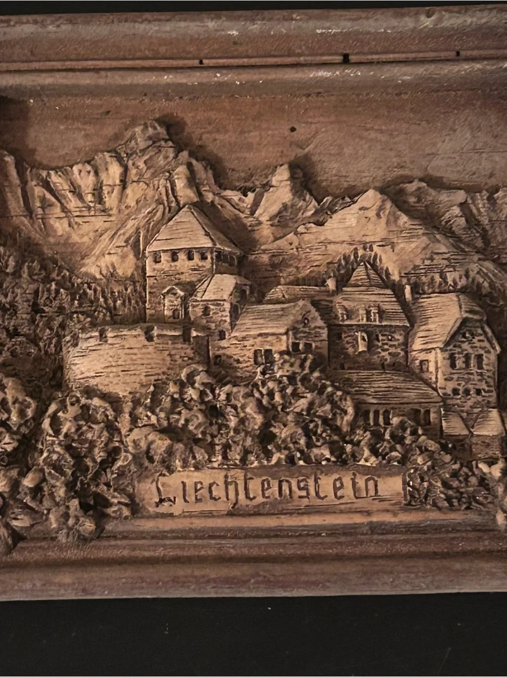 Liechtenstein Carved Wooden Wall Plaque - Brown